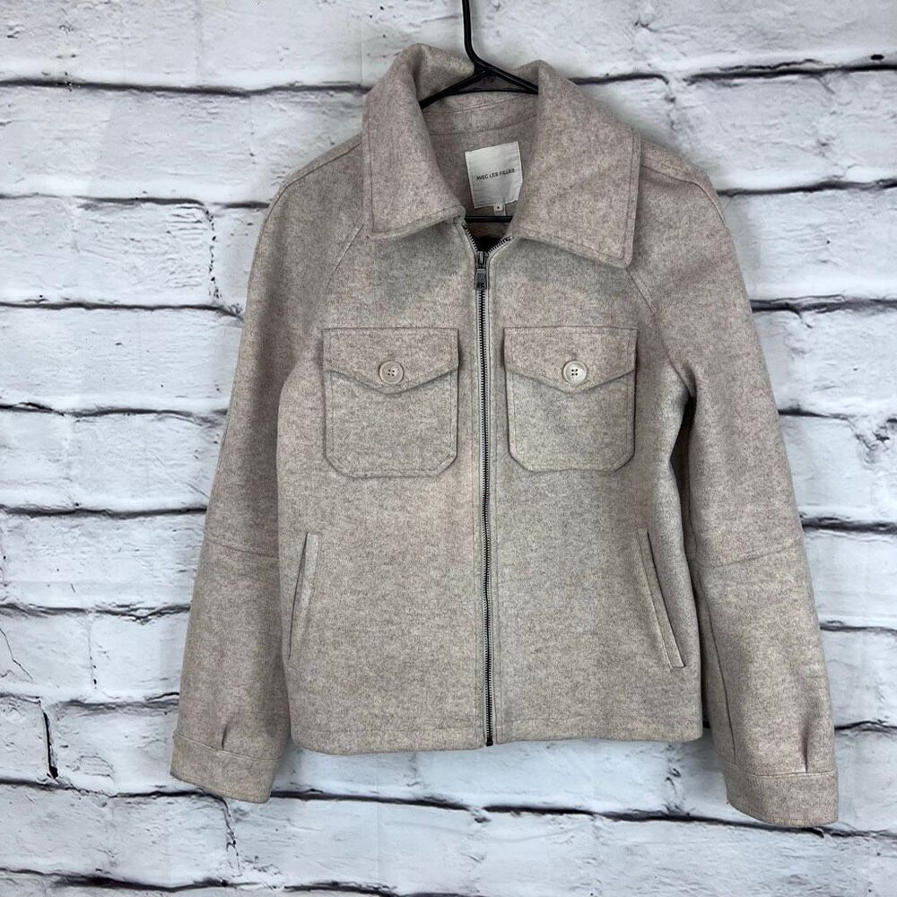 Avec Les Filles Women’s l‎ Jacket Gray Zip Front Short Coat Size Small - Picture 2 of 6